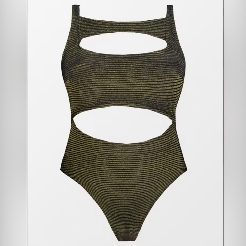 💕 NWT* Cupshe X Tabria Majors Love Metallic Plus Size Swimsuit Size 3X